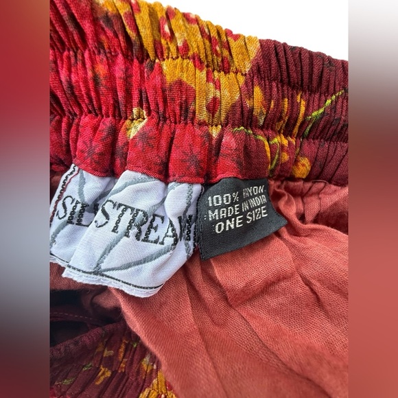 Vintage 90s Boho Red Yellow Patchwork Rayon Midi Maxi Skirt Hippie Festival - Picture 5 of 5